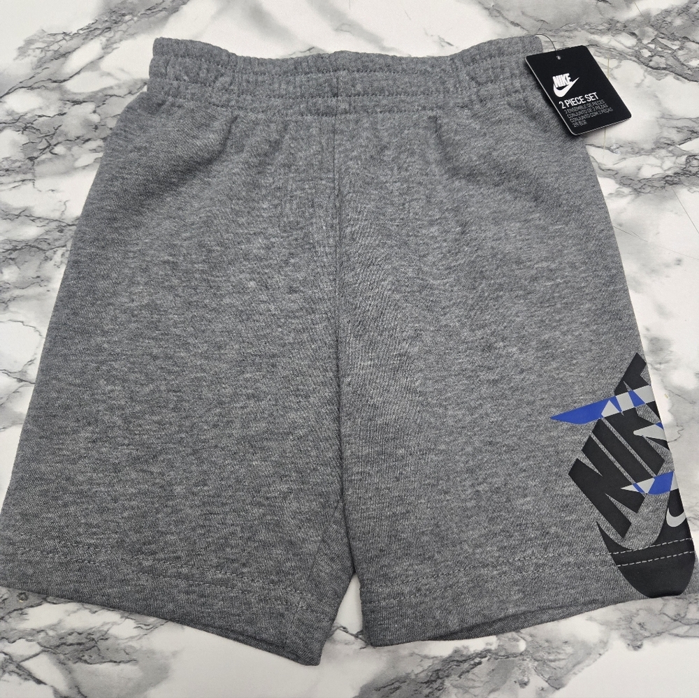 Nike Kids Heather Gray and Blue Graphic Shorts